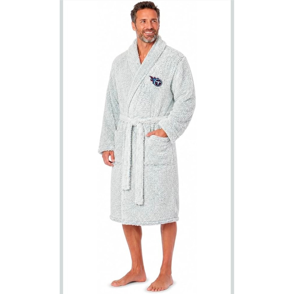NFL Tennessee Titans Sherpa Robe Northwest Unisex OSFM White Soft Lounge Robe